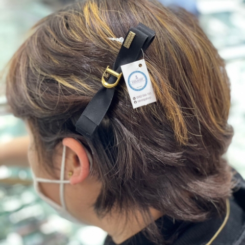 Kẹp Mái Mỏ Vịt HimHip Phối Nơ Vải Chữ D Thanh Lịch 9cm