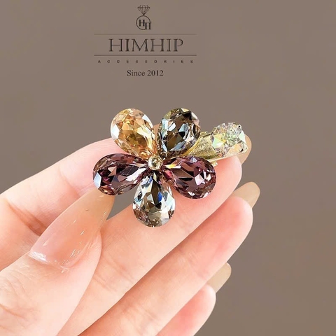 Kẹp Mỏ Vịt HimHip HKCC Đính Phale Hoa Đa Sắc Sang Trọng 4x3cm