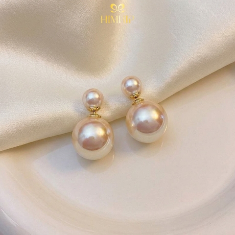 [Noel] Khuyên Tai Nụ HimHip Hạt Tròn To Nhỏ 2 Kiểu Sang Trọng HKCC Mix Hạt Giả Trai 1.6x0.8cm