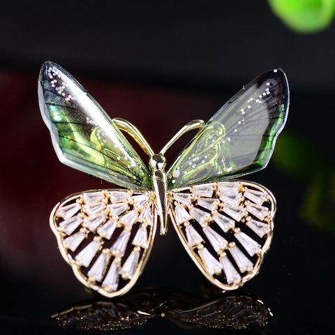 Trâm, Ghim Cài Áo HimHip Bướm Cánh Tiên 2 Màu Sang Trọng HKCC Đính Phale 3,5*3,5cm