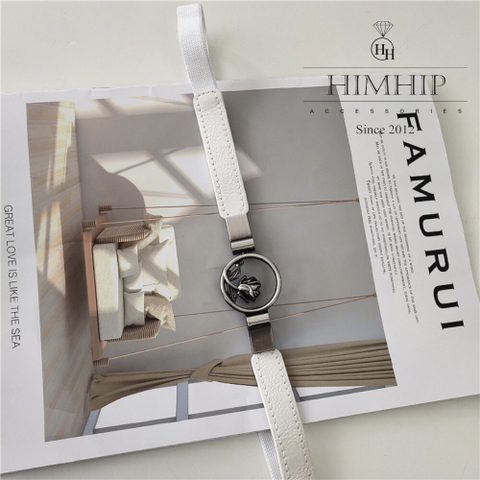 Dây Lưng HimHip Chun Mix Da Khoá Bạc Hình Hoa Hồng Sang Trọng 1.5x66cm