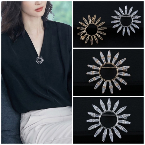 Trâm, Ghim Cài Áo HimHip Vòng Tròn Cánh Thưa Thanh Lịch HKCC Đính Phale 3,5cm