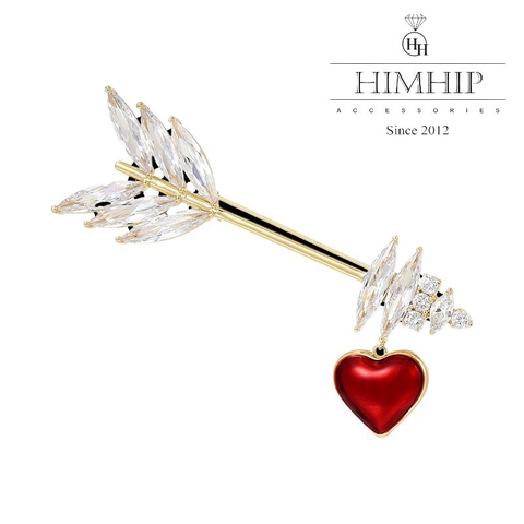 Trâm, Ghim Cài Áo HimHip Mũi Tên Cupid Đáng Yêu HKCC Đính Phale 2*7cm