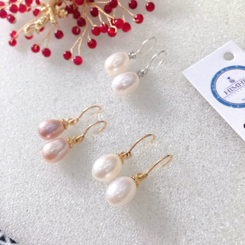 [tk] Khuyên tai móc ngọc trai nước ngọt đơn giản 2.2cm