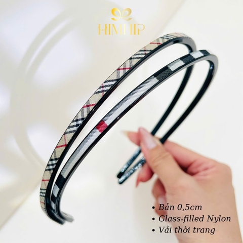 Bờm Tóc HimHip Composite Dáng Mảnh Họa Tiết Caro Viền Đen 0.5cm