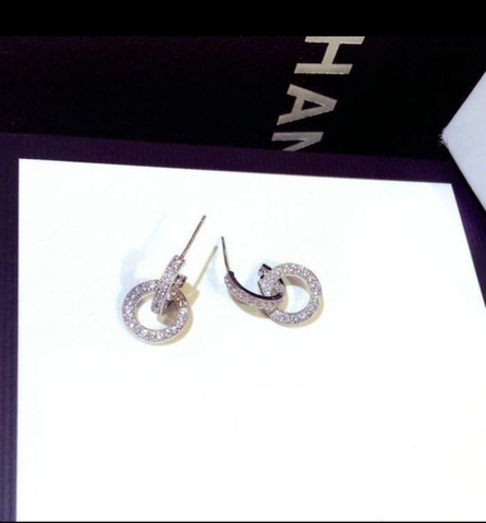 Khuyên Tai Ngắn HimHip Móc Vòng Tròn Nhỏ Thanh Lịch HKCC Đính Phale