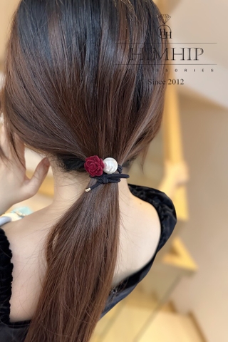 Dây Buộc Tóc HimHip Mix Hoa Hồng Nhung Thanh Lịch - Đỏ