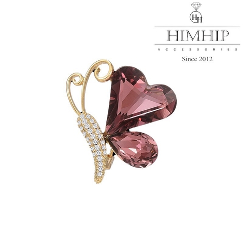 Trâm, Ghim Cài Áo HimHip Bướm Cánh Trái Tim Đáng Yêu HKCC Đính Phale 2*2,8cm