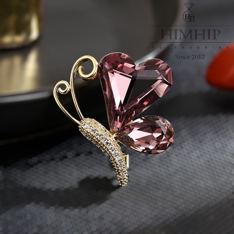 Trâm, Ghim Cài Áo HimHip Bướm Cánh Trái Tim Đáng Yêu HKCC Đính Phale 2*2,8cm