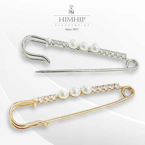 Trâm, Ghim Cài Kim Băng HimHip Họa Tiết 3 Trai Đơn Giản HKCC Đính Phale 1.2x5.5cm