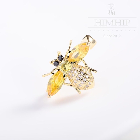 Trâm, Ghim Cài Áo HimHip Con Ong Vàng Sang Trọng HKCC Đính Phale 2*2,5cm
