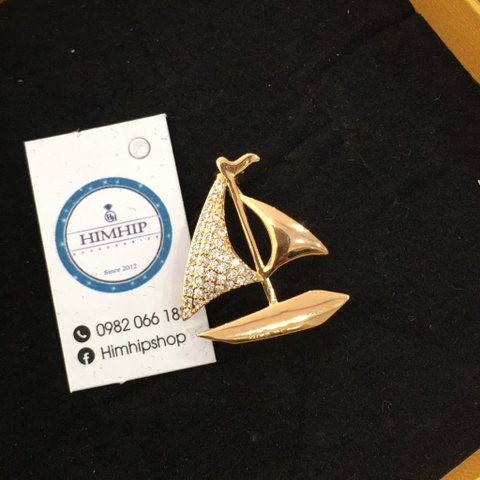 Trâm, Ghim Cài Áo HimHip Thuyền Buồm Dáng Trơn Thanh Lịch HKCC Đính Phale 2,2*2,5cm