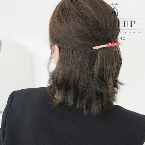 Kẹp Bấm HimHip HKCC Đính Phale Ba Hoa Sang Trọng 0.5x6cm