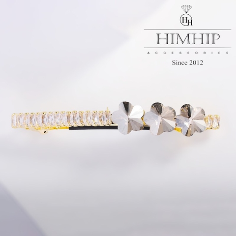 Kẹp Bấm HimHip HKCC Đính Phale Ba Hoa Sang Trọng 0.5x6cm