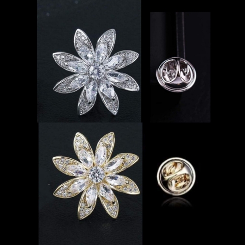 Pin Cài Áo HimHip Hoa Dã Quỳ 8 Cánh Sang Trọng HKCC Đính Phale 2.5cm