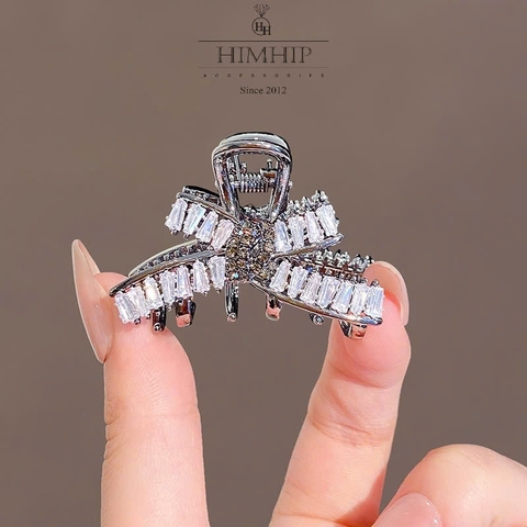Kẹp Càng Cua HimHip HKCC Nơ Chéo Phale Lấp Lánh 6 Răng 3*4.5cm