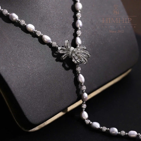 Vòng Cổ HimHip Trai Dị Khóa Nơ Đính Đá Phale Sang Trọng 82~83cm