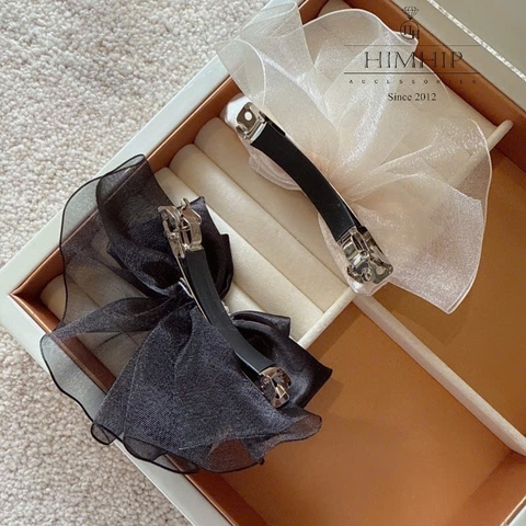 Kẹp Bấm HimHip HKCC Nơ Vải 3 Lớp Phối Vòng Giả Trai 13*8.5cm