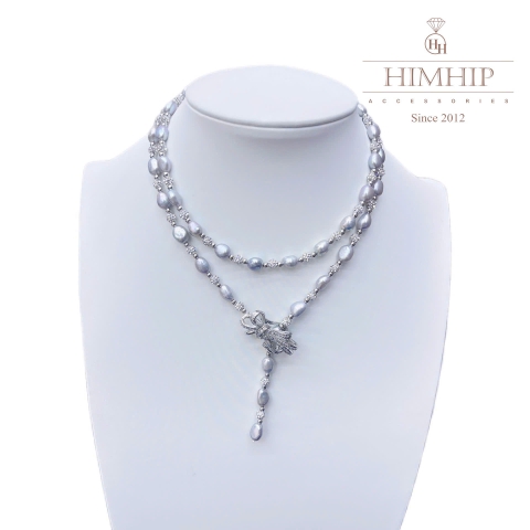 Vòng Cổ HimHip Trai Dị Khóa Nơ Đính Đá Phale Sang Trọng 82~83cm