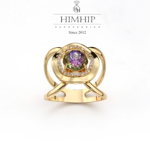 Cài Khăn 4 Chấu HimHip Size To Nụ Tròn Ánh Tím Sang Trọng HKCC Đính Phale 2.2x2.2cm