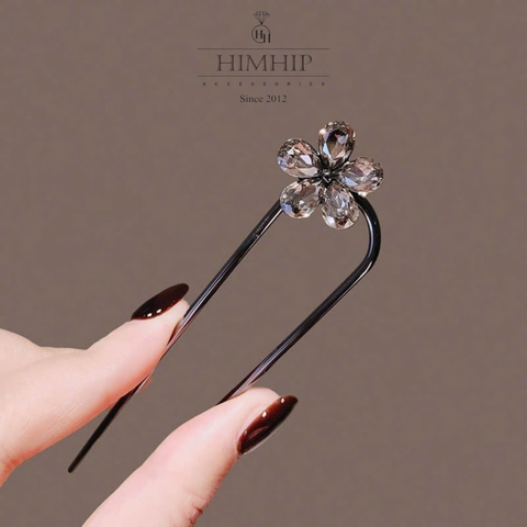 Trâm Cài Tóc HimHip HKCC Hoa Phale 5 Cánh 2.2cm Thanh Lịch 11*2.5cm Kèm Hộp Phụ Kiện Áo Dài