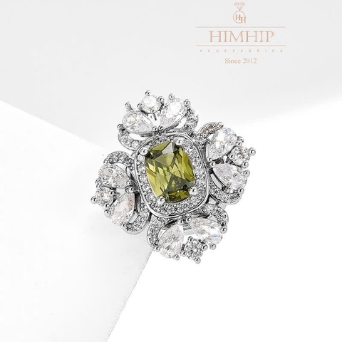 Pin Cài Tự Hít HimHip HKCC Hoa Phale 4 Cánh Phối Nụ Phale Diệp Lục 2.5*2.3cm