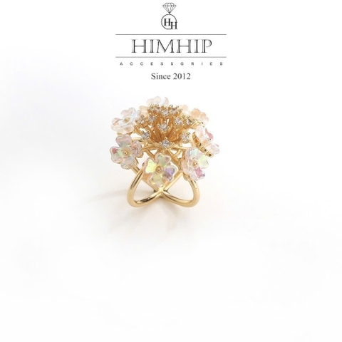 Cài Khăn HimHip HKCC Size Nhỏ 4 Chấu Chùm Hoa Nhỏ Phối Đá Phale Lấp Lánh 1.6cm