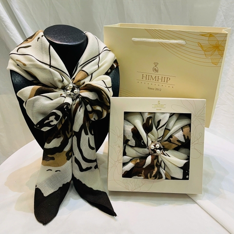 Set Quà HimHip Khăn Viscose  90x90cm & Cài Khăn Kèm Túi Hộp Thiệp - 454