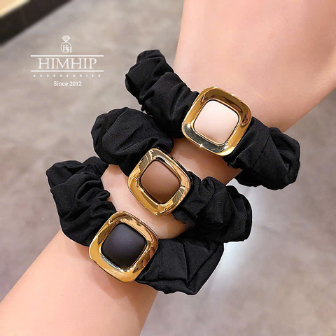 Dây Buộc Tóc HimHip Vải Nhún Charm Vuông Viền HKCC 2.2cm