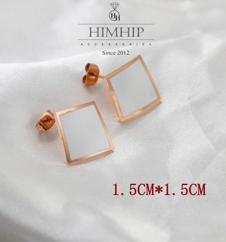 Khuyên Tai Nụ HimHip TiTan Mặt Thoi Vuông Sang Trọng 1.5x1.5cm HPBD