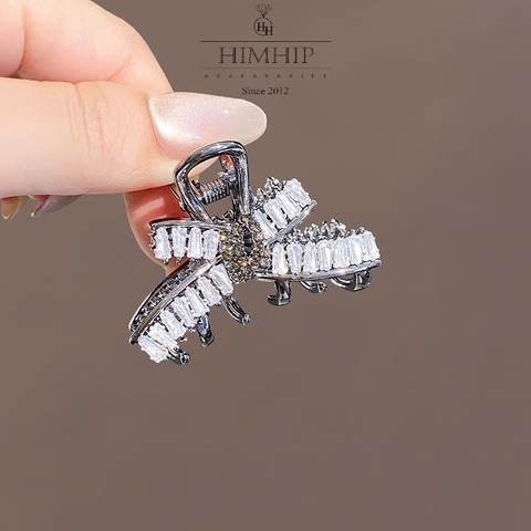 Kẹp Càng Cua HimHip HKCC Nơ Chéo Phale Lấp Lánh 6 Răng 3*4.5cm