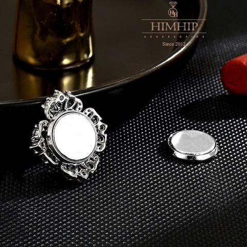 Pin Cài Tự Hít HimHip HKCC Hoa Phale 4 Cánh Phối Nụ Phale Diệp Lục 2.5*2.3cm