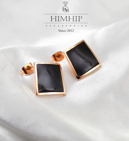 Khuyên Tai Nụ HimHip TiTan Mặt Thoi Vuông Sang Trọng 1.5x1.5cm HPBD