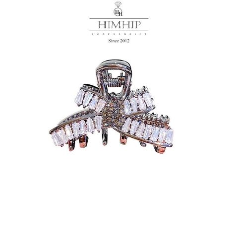 Kẹp Càng Cua HimHip HKCC Nơ Chéo Phale Lấp Lánh 6 Răng 3*4.5cm