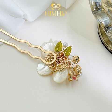 Trâm Cài Tóc HimHip HKCC Bạch Lượng Mẫu Kim Kèm Hộp Phụ Kiện Áo Dài 10*4.3cm
