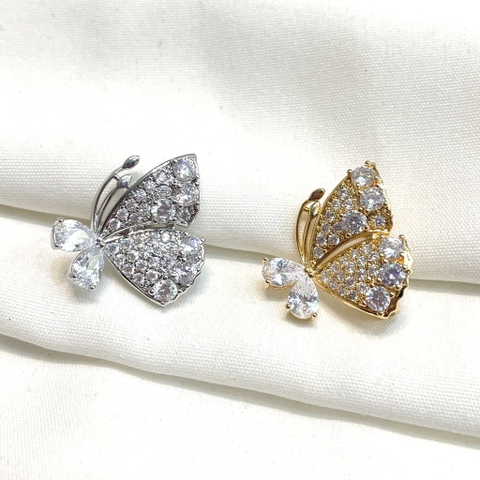 Pin Cài Áo HimHip Bướm Cánh Đôi Thanh Lịch HKCC Đính Phale 2cm