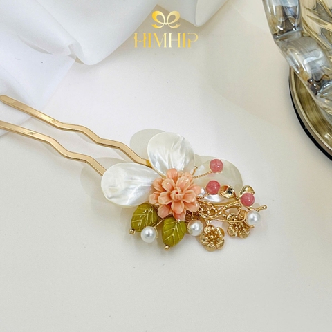 Trâm Cài Tóc HimHip HKCC Bạch Lượng Mẫu Kim Kèm Hộp Phụ Kiện Áo Dài 10*4.3cm