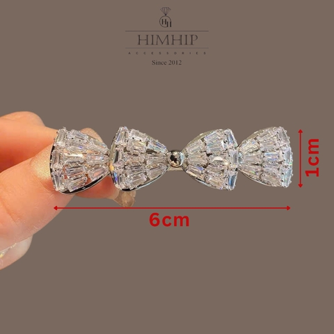 Kẹp Mái HimHip HKCC Đính Nơ Phale Lấp Lánh 6x1cm