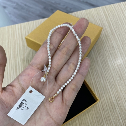 [Thiết Kế] Vòng Tay HimHip Tinh Thể Ngọc Trai Mix Khóa Mạ Vàng Dáng Thả Thanh Lịch 16cm
