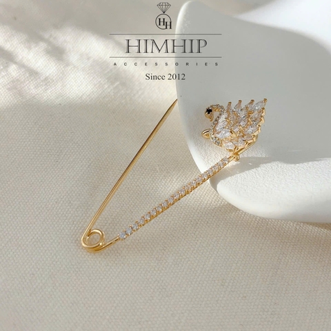 Trâm, Ghim Cài Áo Kim Băng HimHip HKCC Thiên Nga Phale 5.8*1.6cm