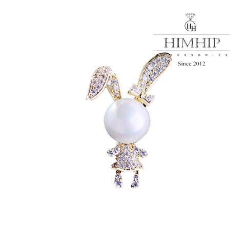 Trâm, Ghim Cài Áo HimHip Thỏ Con Mặt Trai Đáng Yêu HKCC Đính Phale 3,2*2cm