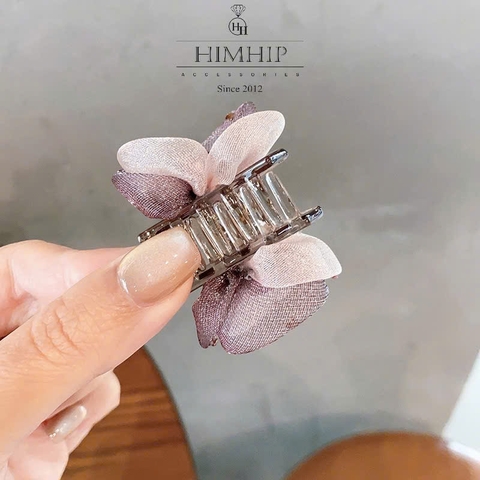 Kẹp Càng Cua HimHip Composite Đính Phale Hoa Voan Tím Sang Trọng 10 Răng 2.5x3.5cm