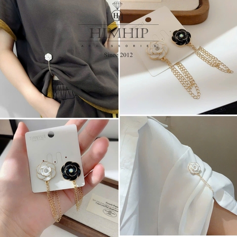 Pin Cài Tự Hít HimHip HKCC Hoa Trà Nhỏ Phối Nụ Phae 2.3+5.5cm