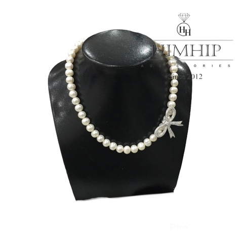 [Thiết Kế] Vòng Cổ HimHip Trai Thật 8Li Mix Charm Nơ Đính Phale Sang Trọng 41cm