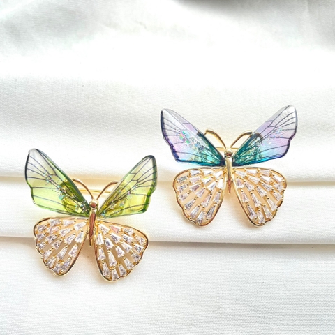 Trâm, Ghim Cài Áo HimHip Bướm Cánh Tiên 2 Màu Sang Trọng HKCC Đính Phale 3,5*3,5cm
