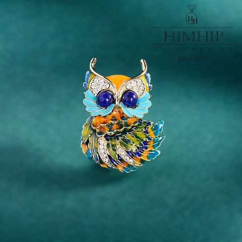 Trâm, Ghim Cài Áo HimHip Cú Mèo Nhiều Màu Sắc Thanh Lịch HKCC Đính Phale 2,5*3,5cm