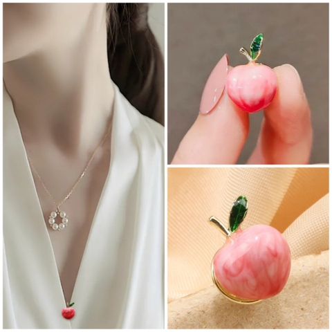 Pin Cài Áo HimHip Quả Đào Hồng Dễ Thương HKCC Phủ Bóng 1,5cm