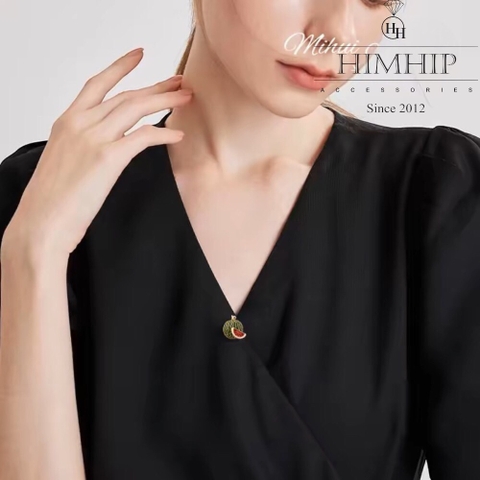 Pin Cài Áo HimHip Quả Dưa Hấu Dễ Thương HKCC Phủ Bóng 2cm
