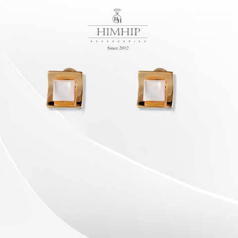 Khuyên Tai Nụ HimHip Mặt Vuông Sang Trọng 1.5x4cm