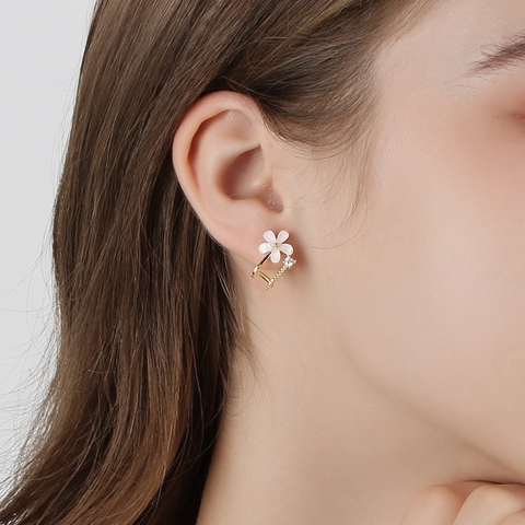 Khuyên Tai Nụ HimHip Chữ H Thanh Lịch HKCC Đính Phale 1x1cm - Vàng